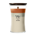 WoodWick Scented Candle Large Trilogy Vanilla Embers - 18 cm / ø 10 cm - Scented Candle in Glass - Wooden Wick