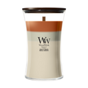 WoodWick Scented Candle Large Trilogy Vanilla Embers - 18 cm / ø 10 cm - Scented Candle in Glass - Wooden Wick