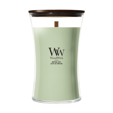 WoodWick Vela Aromática Grande Matcha Zest - 18 cm / ø 10 cm - Vela Aromática en Vidrio - Mecha de Madera