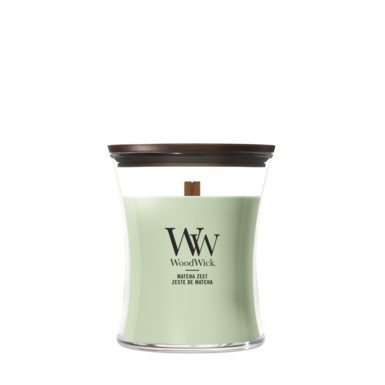 WoodWick Scented Candle Medium Matcha Zest - 11 cm / ø 10 cm - Scented Candle in Glass - Wooden Wick