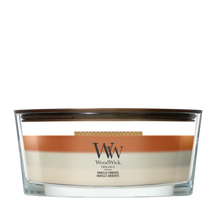 WoodWick Vela Aromática Ellipse Trilogy Vanilla Embers - 9 cm / 19 cm - Vela Aromática en Vidrio - Pabilo de Madera