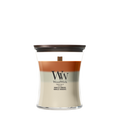 WoodWick Vela Aromática Medium Trilogy Vanilla Embers - 11 cm / ø 10 cm - Vela Aromática en Vidrio - Mecha de Madera
