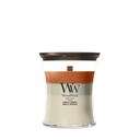 WoodWick Vela Aromática Medium Trilogy Vanilla Embers - 11 cm / ø 10 cm - Vela Aromática en Vidrio - Mecha de Madera