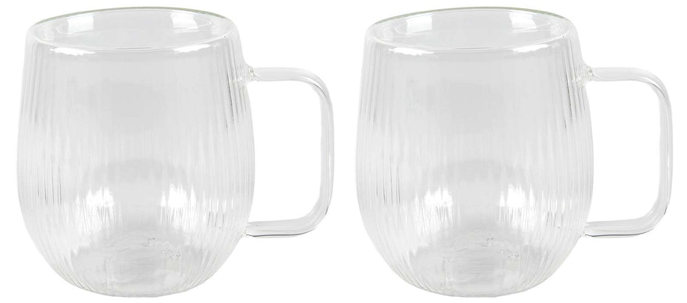 Cookinglife Double-Walled Coffee/Tea Glasses with Handle Lines - 350 ml - 2 Pieces