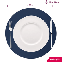 Cookinglife Placemats - Double-sided - Vegan leather - Grey / Blue ø 38 cm - 6 pieces