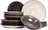 Cookinglife Juego de vajilla Delice Gris 18 piezas / 6 personas - 6 platos llanos, 6 platos hondos y 6 platos para desayuno