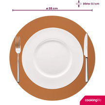 Cookinglife Placemats - Double-sided - Vegan leather - Cognac / Black ø 38 cm - 6 pieces