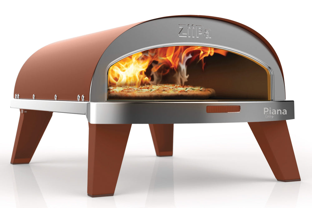 ZiiPa Pizza Oven Piana - Gas model - with Thermometer - Terracotta - for ø 30 cm pizzas - Rotating pizza stone