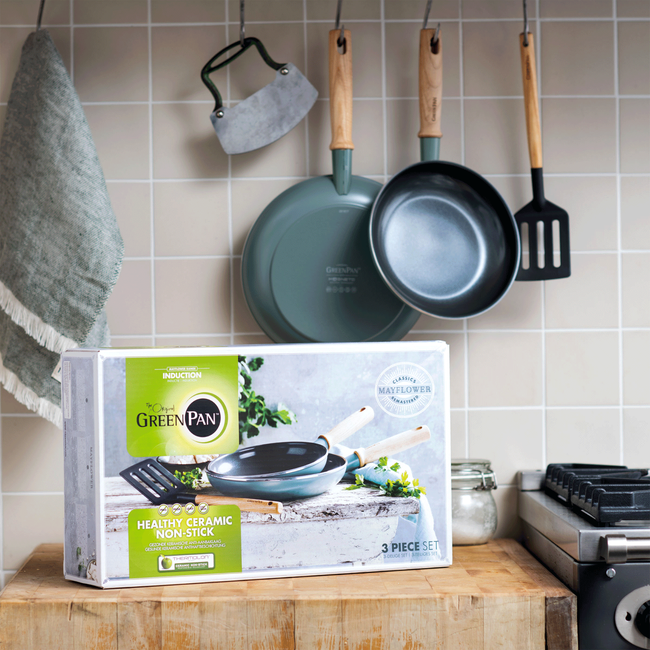 GreenPan frying pan set con espátula - Mayflower - ø 20 & 24 cm - capa antiadherente cerámica