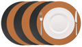 Cookinglife Placemats - Double-sided - Vegan leather - Cognac / Black ø 38 cm - 6 pieces