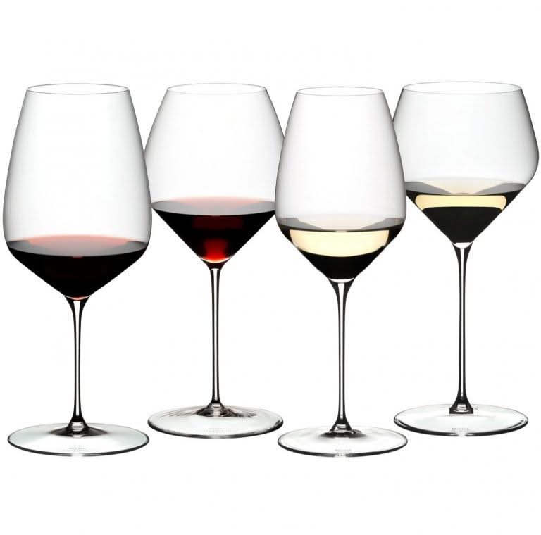 Riedel Wine Glass Set Veloce - Cabernet / Merlot, Pinot Noir / Nebbiolo, Riesling & Chardonnay - 4 pieces