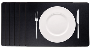 Cookinglife Manteles Individuales - Cuero Vegano - Negro - 46 x 33 cm - 6 piezas