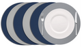Cookinglife Placemats - Double-sided - Vegan leather - Grey / Blue ø 38 cm - 6 pieces