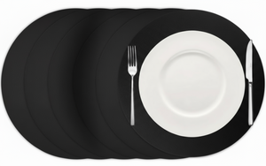 Cookinglife Manteles Individuales - Cuero Vegano - Negro - ø 38 cm - 6 piezas