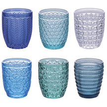 Villa d'Este Home Water Glasses Geometrie Ocean - Blue - 350 ml - Set of 6