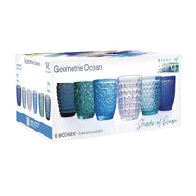 Villa d'Este Home Water Glasses Geometrie Ocean - Blue - 350 ml - Set of 6