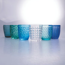 Villa d'Este Home Water Glasses Geometrie Ocean - Blue - 350 ml - Set of 6