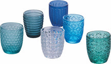 Villa d'Este Home Water Glasses Geometrie Ocean - Blue - 350 ml - Set of 6