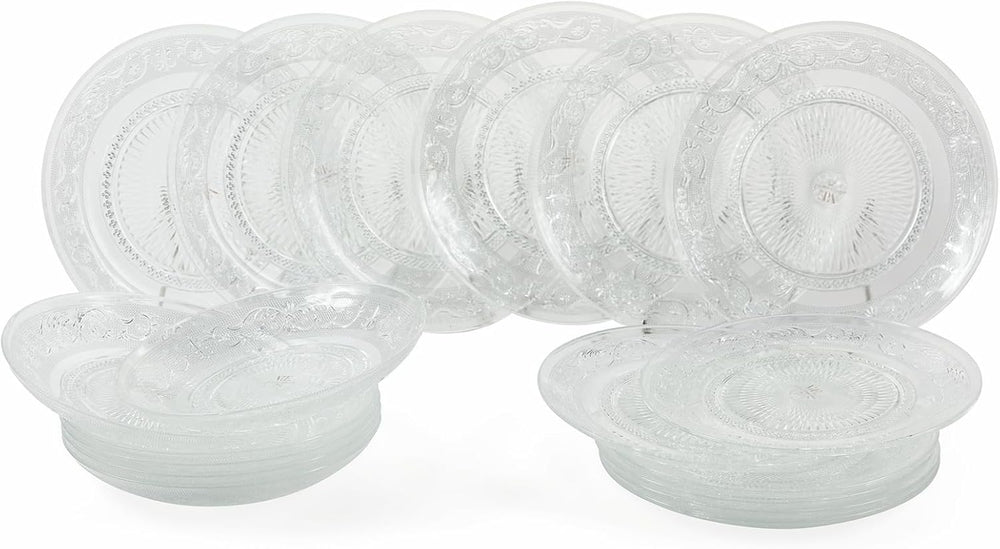 Villa d'Este Home Dinnerware Set Imperial Glass 18-piece / 6 persons - 6 dinner plates, 6 breakfast plates and 6 deep plates
