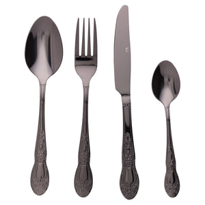 Villa d'Este Home Set de Cubiertos Wonderland - Negro - 24 piezas / 6 personas