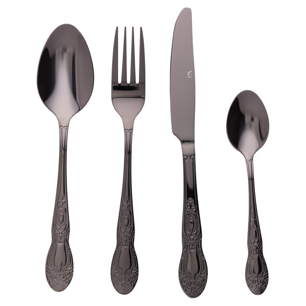 Villa d'Este Home Set de Cubiertos Wonderland - Negro - 24 piezas / 6 personas