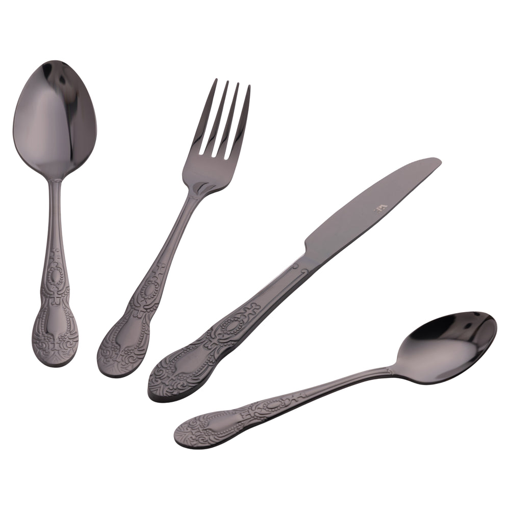 Villa d'Este Home Cutlery Set Wonderland - Black - 24 Pieces / 6 People
