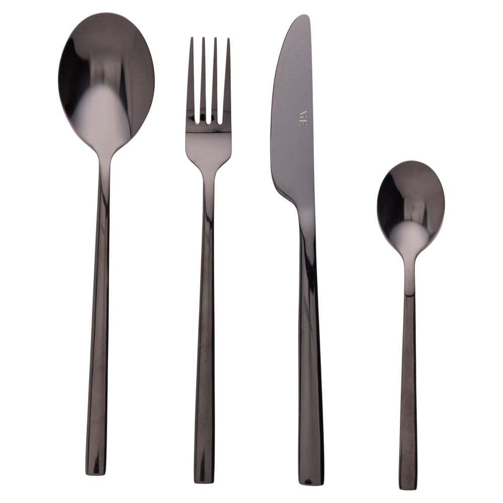 Villa d'Este Home Cutlery Set Stylo - Black - 24 pieces / 6 persons