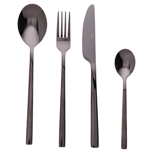 Villa d'Este Home Set de cubiertos Stylo - Negro - 24 piezas / 6 personas