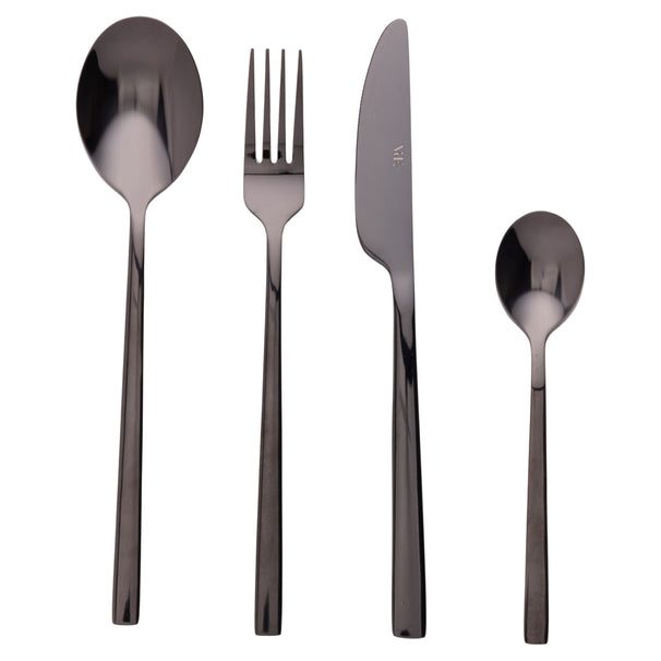 Villa d'Este Home Set de cubiertos Stylo - Negro - 24 piezas / 6 personas