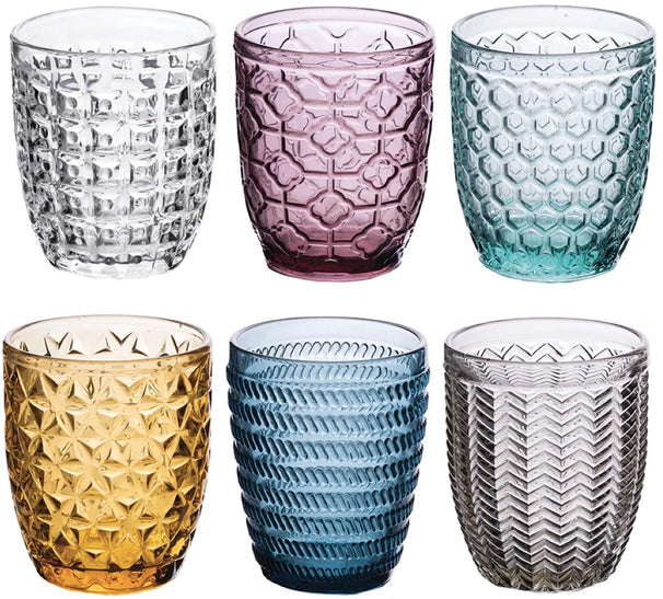 Villa d'Este Home vaso de agua Geometría Multicolor - 300 ml - 6 piezas