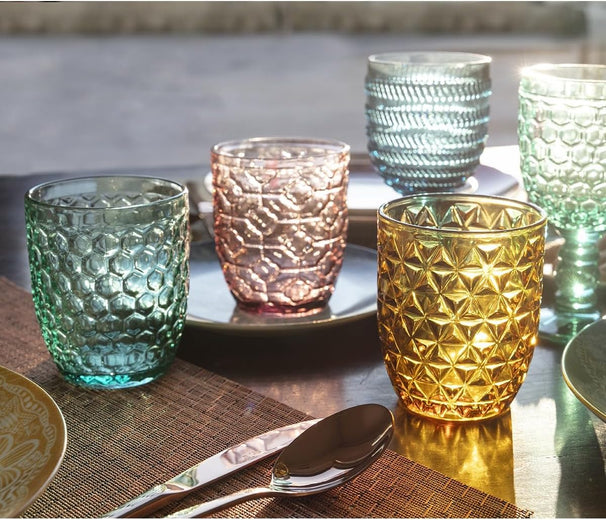 Villa d'Este Home vaso de agua Geometría Multicolor - 300 ml - 6 piezas