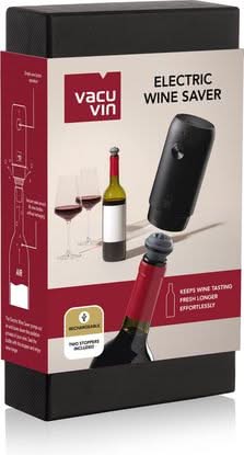 Vacu Vin Electric Wine Saver Vacuum Pump + 2 Caps