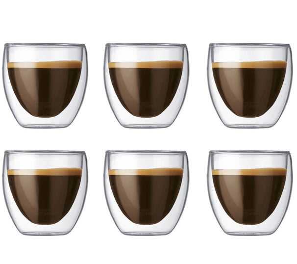 Bodum vaso de espresso de doble pared Pavina - válvula patentada - 80 ml - 6 piezas