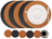 Cookinglife 6 Placemats + 6 Coasters - Double-sided - Round - Vegan leather - Black / Cognac - 12 pieces