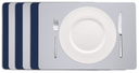 Cookinglife Manteles Individuales - Reversibles - Cuero Vegano - Gris / Azul 46 x 33 cm - 6 Piezas