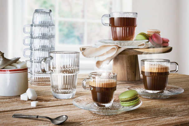 Vasos para té Bormioli Rocco - tazas de café con asa - apilables - Barshine 250 ml - 6 unidades