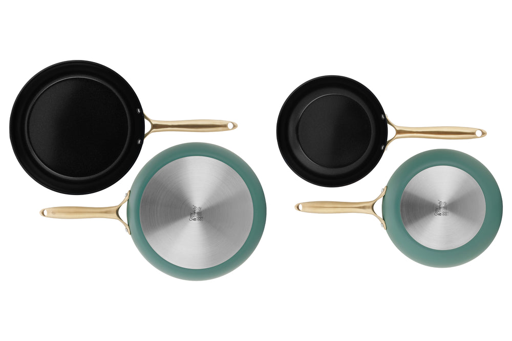 Cookinglife Frying pan set Style Green Ø 24 and 28 cm – suitable for all heat sources – ceramic non-stick coating 