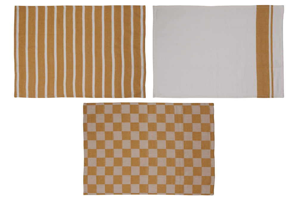 Cosy & Trendy Tea Towels Fabric Amber Gold 50x70 cm - 3-piece