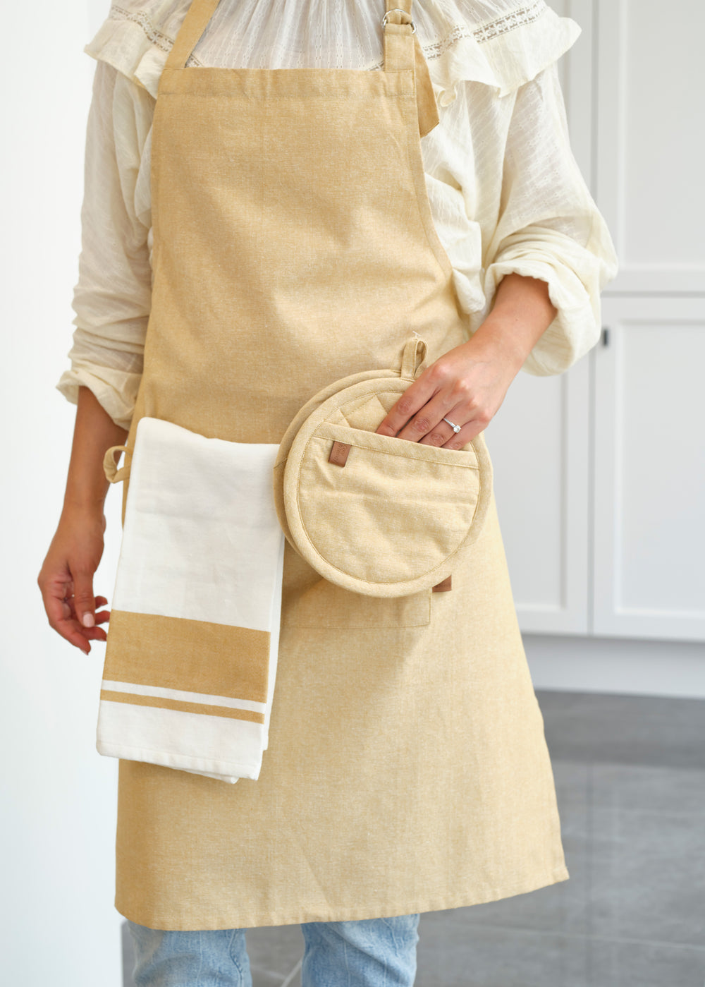 Cosy & Trendy Tea Towels Fabric Amber Gold 50x70 cm - 3-piece