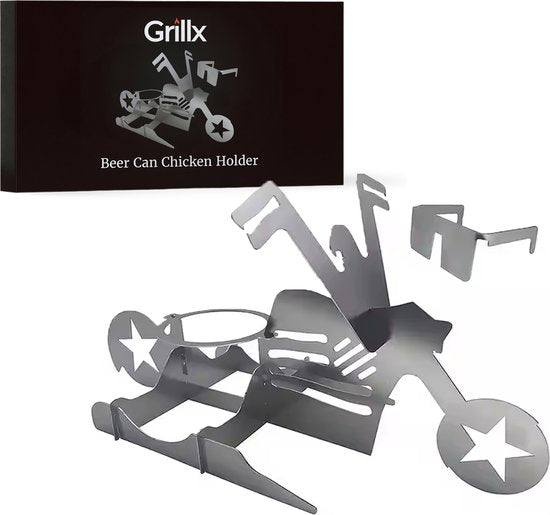 GrillX BBQ Soporte para lata de cerveza - Pollo en lata de cerveza - Bicicleta