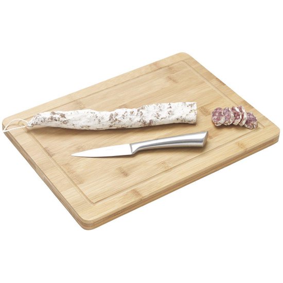 Cookinglife Tabla de cortar con canal para jugos - Bambú - 25 x 35 x 1,8 cm