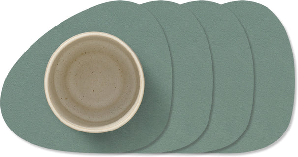 LIND DNA Posavasos Nupo - Cuero - Verde Pastel - 13 x 11 cm - 4 Piezas