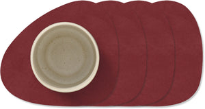 LIND DNA Posavasos Nupo - Cuero - Rojo - 13 x 11 cm - 4 Piezas