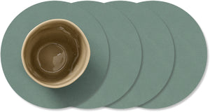 LIND DNA Posavasos Nupo - Cuero - Verde Pastel - ø 10 cm - 4 Piezas