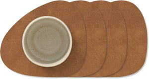 LIND DNA Posavasos Nupo - Cuero - Natural - 13 x 11 cm - 4 piezas