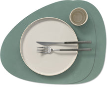 LIND DNA Placemats Nupo - Leather - Pastel Green - Curved - 44 x 37 cm - 2 pieces