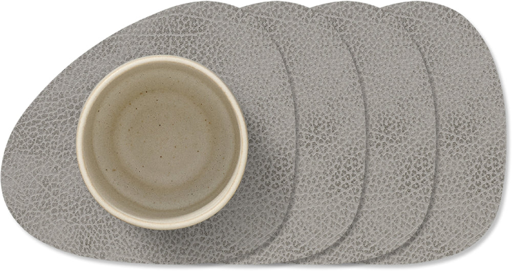 LIND DNA Coasters Hippo - Leather - Anthracite Grey - 13 x 11 cm - 4 pieces
