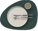 LIND DNA Placemats Nupo - Leather - Dark Green - Curved - 44 x 37 cm - 2 pieces