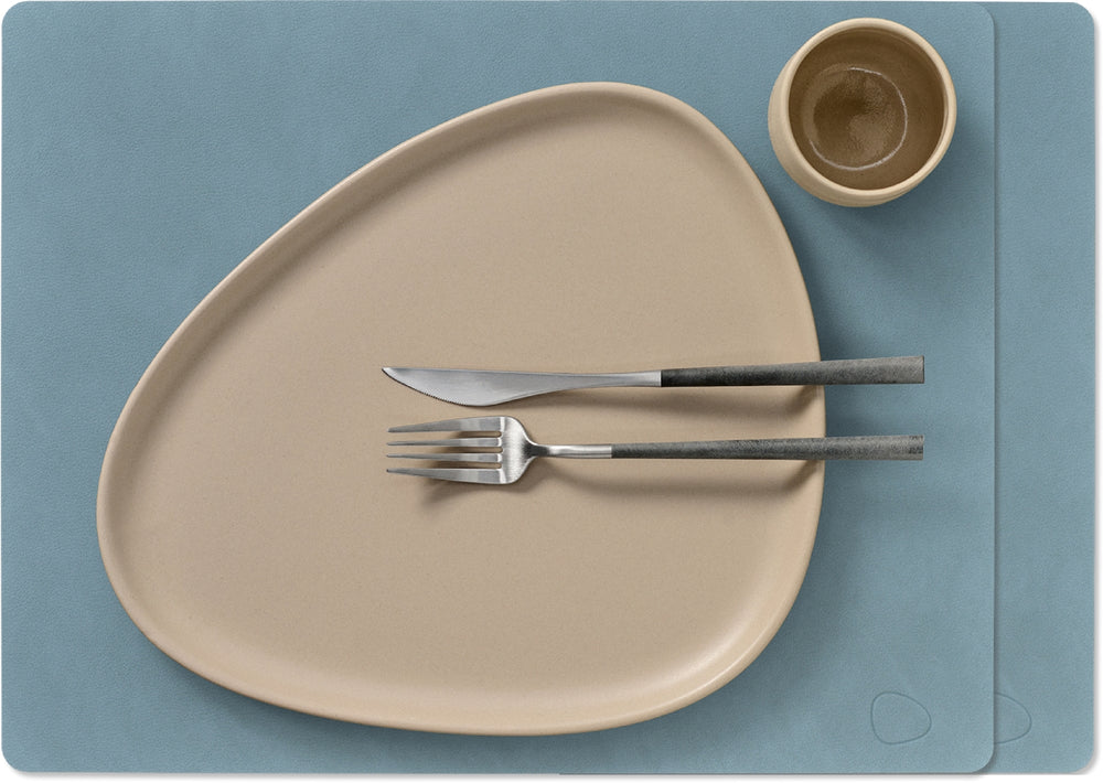 LIND DNA Placemats Nupo - Leather - Light Blue 45 x 35 cm - 2 Pieces