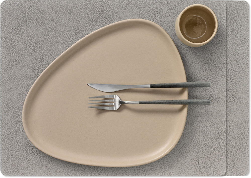 LIND DNA Placemats Hippo - Leather - Anthracite Grey - 45 x 35 cm - 2 pieces